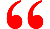 Red quotation marks on black background.